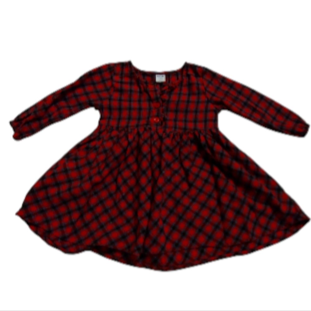 GUC Old Navy Soft Flannel Red and Black Plaid Dress Christmas Holiday Festive